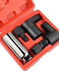5-Piece Oxygen Sensor Socket Set with 7/8 Inch 22mm O2 socket, offset wrenches in red case