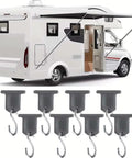 Heavy Duty RV Awning Hooks For Lights And Decor 24 Pack S Hooks shown with RV awning, steel and plastic holders visible