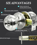 10 Pack Brushed Nickel Round Privacy Door Knobs for Interior Doors showcasing multi-process surface and lock advantages