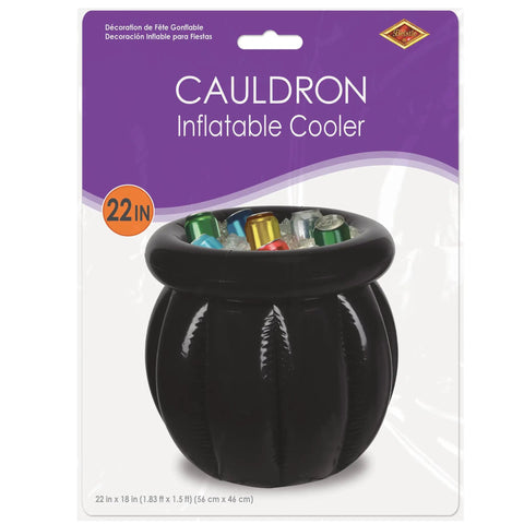 Inflatable Cauldron Cooler For Parties And Halloween Black Beverage Cooler Holds 48 Cans With Ice Spooky Decor in packaging