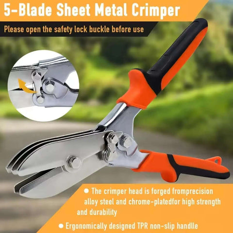 Five Blade Heavy Duty Eave Groove Crimping Tool With Safety Lock, stainless steel sheet metal crimper for HVAC work