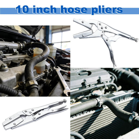 10 Inch Radiator Hose Clamp Pliers Set 4 Pack Heavy Duty Self Locking Pinch Off Tool for Automobile Radiator Pipes