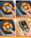 Step-by-step guide to using the Pinless Moisture Meter For Wood And Masonry, Non-Invasive Detector With LCD Display And Audible Alarm.