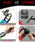 Comparison of Universal Magnetic Ratcheting Drill Chuck Key Three In One showing effortless use vs. difficult alternatives.