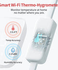 Smart Wi-Fi thermo-hygrometer sensor demonstrating temperature and humidity accuracy for Hub 2 2nd Gen Smart Home Hub With Thermometer Hygrometer IR Remote Light Sensor Wi Fi 2.4GHz Bridge Works With Alexa Google Home Apple Home Easy Setup And Hands Free Control For Your Smart Pad