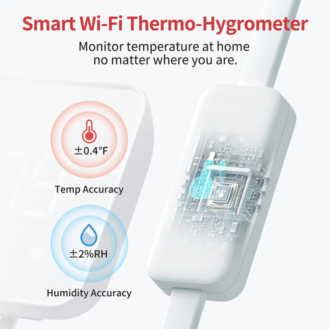 Smart Wi-Fi thermo-hygrometer sensor demonstrating temperature and humidity accuracy for Hub 2 2nd Gen Smart Home Hub With Thermometer Hygrometer IR Remote Light Sensor Wi Fi 2.4GHz Bridge Works With Alexa Google Home Apple Home Easy Setup And Hands Free Control For Your Smart Pad