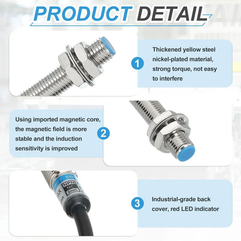 Inductive Proximity Sensor PNP No M8 6 To 36V DC 300mA 3 Wire Metal Detection features and specifications image
