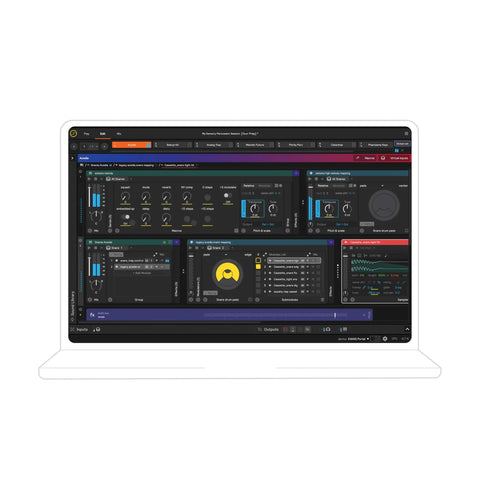 Laptop displaying Sunhouse Sensory Percussion Software from Hybrid Sensory Percussion Starter Pack Includes Sunhouse Sensory Percussion Software Portal Audio Interface One Drum Sensor And All Cables And Accessories Turn Any Drum Set Into A Customizable Music Tool