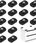 16 Piece Self Adhesive Caster Wheels Set With 360 Degree Swivel, Mini Wheels for appliances shown next to drawers for easy mounting