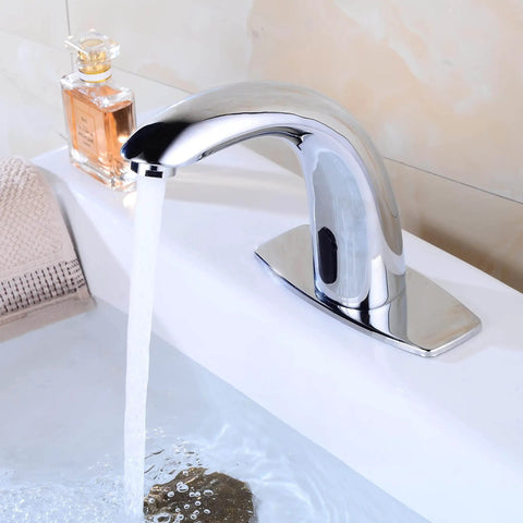 Touchless Bathroom Sink Faucet With Motion Sensor Hands Free Infrared Tap For Commercial Use Battery Operated Control Box