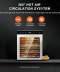 Silent Ten Tray Food Dehydrator Machine Smooth Eight Hundred Watt Electric Kitchen Appliance with 360° hot air circulation