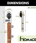Dimensions of Brushed Nickel Non-Bypass Sliding Barn Door Hardware Kit For Double Doors, 10ft Long Flat Track, Classic Roller Design
