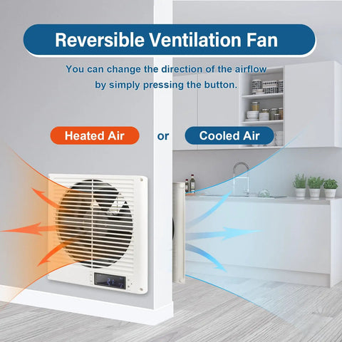 8 Inch In Wall Vent Fan For Room To Room Air Transfer, 10 Speed Remote Control, Two Way Reversible Airflow installed