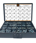 Knockout Collection Real Deal Heavy Duty Workhorse 1275 Piece Grade 5 Coarse Thread Fastener Kit in steel drawer with assorted zinc fasteners.