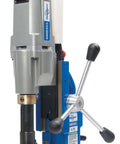 Hougen HMD905 115V magnetic drill with coolant bottle, two-speed, front view.