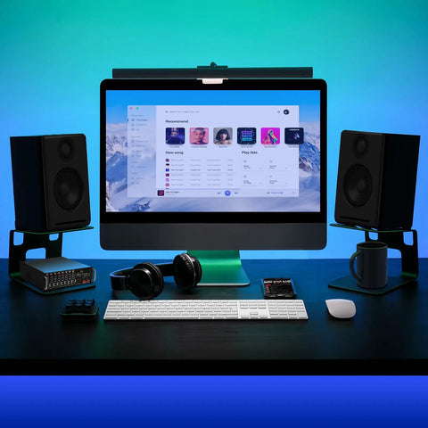 Desktop Speaker Stands With Vibration Absorption Pads, Heavy Duty Pair Supports Up To 40lbs, Tilt 5 Degrees For Crisper Sound