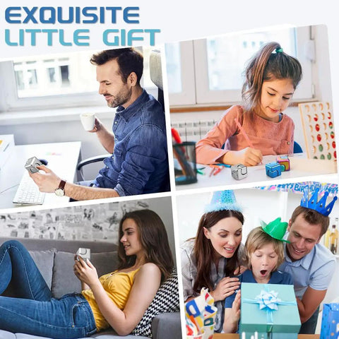 Multimode Fidget Cube Spinner 2 In 1 Gyro Metal Desk Gadget in use by people of different ages, showcasing versatility.