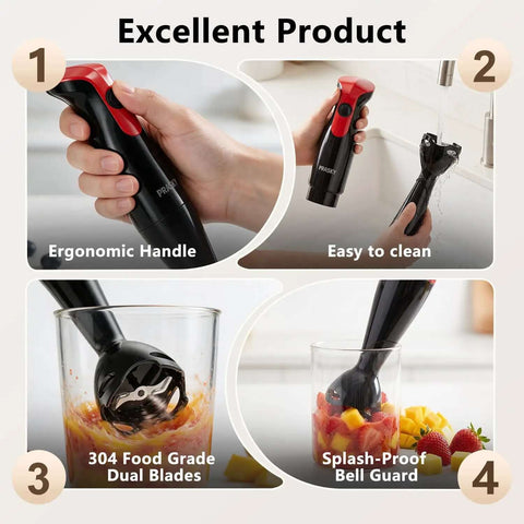 Premium Corded Handheld Immersion Blender Equipped With A 15000Rpm Motor And Razor Sharp Stainless Blades For No Sweat Soup Mixing And Smooth Purees In Every Kitchen with ergonomic handle and splash-proof design.