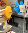 DIY toy wind turbines using 4 Pack DC Motors 3V 1730 RPM Mini Electric Motors with 9.5 x 2 mm shaft, demonstrating stable power and low noise