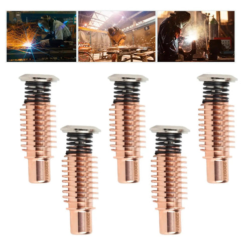 Plasma Cutter Electrode 220971 Copper Consumables Kit shown in a set of five with images of welding in background