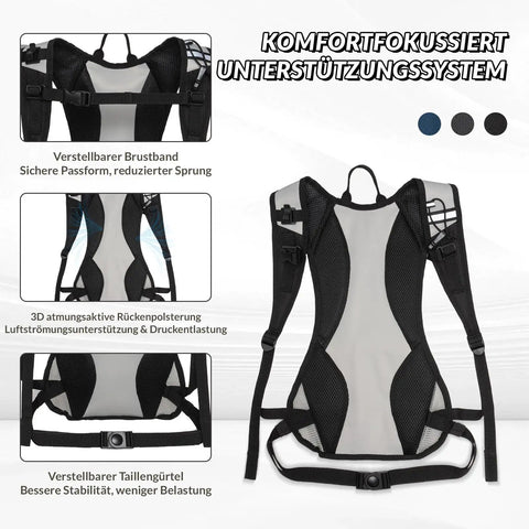 Back view of a Lightweight Running Vest With Adjustable Chest Pack And Pistol Holster Hydration Vest With 1.5L Bladder Reflective