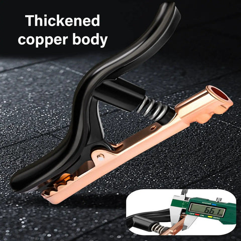 Close-up of Heavy Duty Welding Electrode Holders And Clamps With 800A High Conductivity Copper Jaws for industrial tasks.