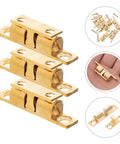 Brass Ball Catch For Cabinets And Doors, 6 Pack Easy Install Cabinet Latch Hardware with screws shown in hand and assembled view