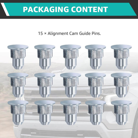 15 Pcs Camber Alignment Pin Set For Chevy Silverado Tahoe Suburban Avalanche Yukon Escalade GMC Sierra Savana Hummer H2 H3 Cam Guide Pins Replacement Kit, packaging content