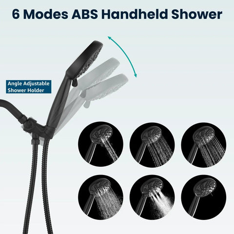 Heavy Duty Matte Black Shower Faucet Set With Integrated Pressure Balance Valve And Versatile Six Setting Handheld Sprayer Smooth Hookup For Major Home Refresh