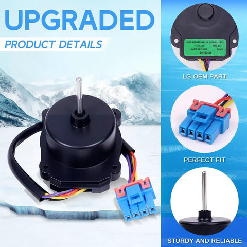 Drop-In Replacement Condenser Fan Motor Assembly For Refrigerators, 12V DC, 1A, 4-Pin, OEM-Grade, LG Compatible, AP7178309