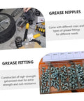 260 Piece Hydraulic Pro Grade Grease Fitting Assortment Kit displayed with fittings and automotive tools in storage case.