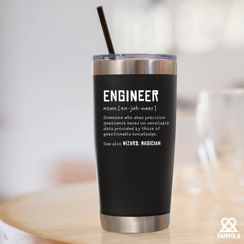 Engineer Definition Funny Drinkware For Engineers And Students Newly Licensed Passers Vacuum Insulated Tumbler Stainless Steel With Straw And Removable Lid 20 Oz