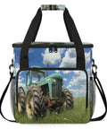 Farm Vintage Tractor Style Coffee Maker Bag Travel Organizer With Pockets For K Cup Pods Waterproof Polyester With Aluminum Foil Liner And 5mm Foam Padding Fully Open Design For Easy Packing Of Your Single Serve Brewer featuring tractor image