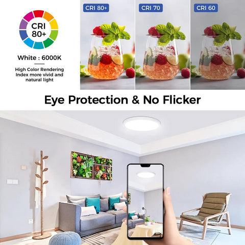 Ultra Thin Flush Mount LED Ceiling Light 24W 2200 Lumens 6000K Cool White Round Fixture For Bedroom Kitchen Bathroom Garage Living Room Hallway Easy Install No Pro Needed Energy Efficient Low Profile Design Great For Any Room
