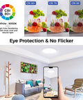 Ultra Thin Flush Mount Ceiling Light Fixture 24W LED 6000K 2200LM Round White Ceiling Light For Bedroom Kitchen Bathroom Garage Living Room Dining Pack Of 2 Easy Install No Electrician Needed in bright living room with high CRI 80+ photo comparison