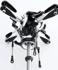 Close-up view of T Rex 600 DFC 4 Blade Flybarless Rotor Head Kit, highlighting high precision CNC machined durable alloy build.