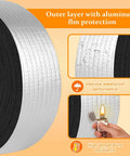 Close-up of Two Pack 33Ft Foam Pipe Insulation Wrap with aluminum foil layer, shown waterproof and fire resistant features.