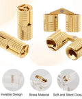 12 Pack 10mm Hidden Brass Barrel Hinges Kit With 10mm Drill Bit For Cabinet Doors And Furniture Projects, flush-mount design