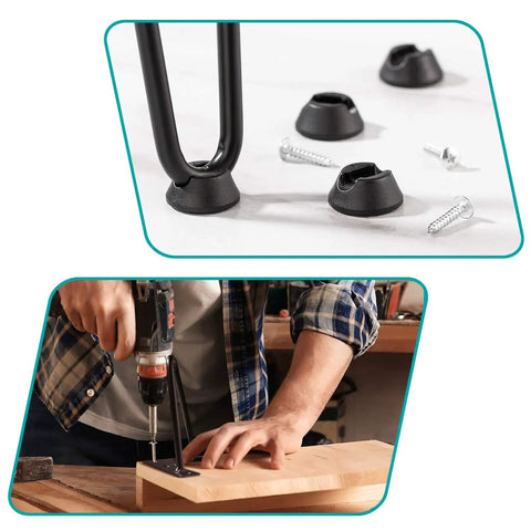 30 Inch Hairpin Table Legs Set Of 4 Beefy Heavy Duty Diy Furniture Legs installation with tools and hardware visible