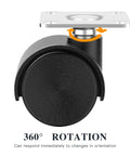 Front view of 1 Inch Swivel Furniture Casters Set Of 4, Low Profile Nylon Wheels With Stainless Steel Screws, Heavy Duty Mini Casters, Black.