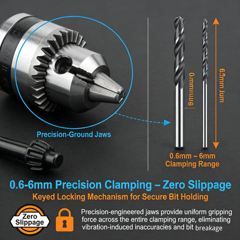 Mini Drill Chuck 0.6 To 6 Mm With M12 Thread, Carbon Steel Collet Chuck For Tiny Lathe, Milling And Drilling Machines, Locking Keyed Design Delivers Zero Slippage And Precise Bit Grip For Metalworking