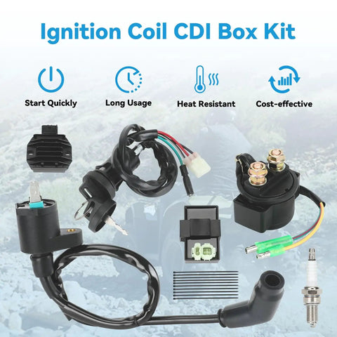 Ignition Coil Switch Starter Solenoid Relay Kit Works With TRX250 FourTrax ATV With Voltage Regulator CDI Box Compatible 1997 Through 2021