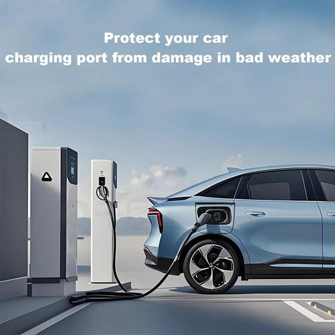 Rock Solid Ev Charger Port Cover For Outdoor Electric Vehicles Waterproof Thick Pvc With Dual Magnetic Straps on charging port.