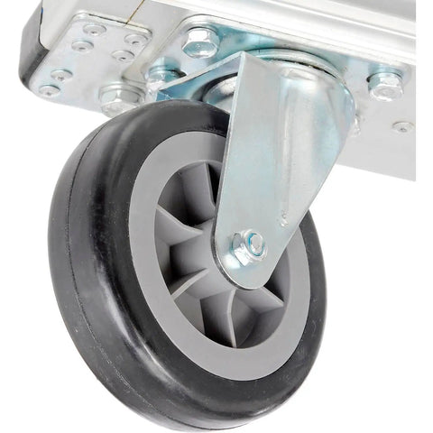 Roll Slick And Maneuver Easy Ultra Lightweight Aluminum Folding Platform Cart Features Quiet Rubber Casters With Cross Brace Handle And Vinyl Bumpers Built Solid For Warehouse Hauls