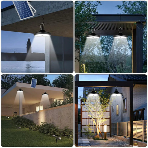 Dual Head Solar Shed Light With Motion Sensor, 4 Modes And 6 Brightness Levels, IP65 Waterproof Hanging Lamp Outdoor Setup