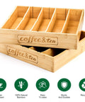 Two Pack K Cup Drawer Organizer Tray Made From Natural Bamboo With Adjustable Dividers To Separate Coffee Pods