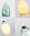 Kiven Instant Light Conversion Kit for 4/5/6inch Hole, 2-Light Glass Farmhouse Lighting with green and yellow glass shades.