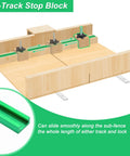 Crosscut Sled Kit For Table Saw With Two Aluminum 12 Inch T Track And Two UHMW 17 Inch Miter Bars featuring adjustable stop block