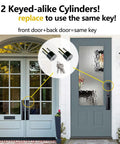 Image showing heavy duty double door lever lock set with two keyed alike cylinders and single cylinder deadbolt, model X201110BSET.