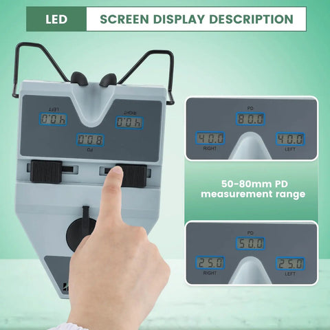 Digital Pupillometer For Eye Exams 50 To 80 Mm PD Meter With Auto Shutoff And Memory Function CE Approved Pro Grade Optical Tool For Eye Docs And Clinicians, LED display